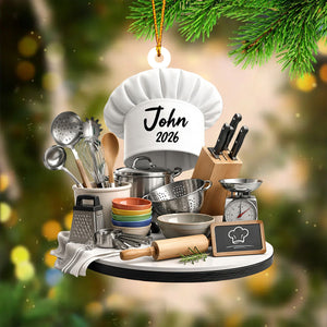 Personalized Kitchen Christmas Ornament | Chef Gift & Cooking Stove Decor