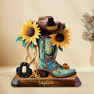 Personalized Cowgirl Boots Custom Shaped Acrylic Plaque