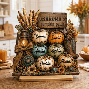 Personalized "Western Leopard Pumpkin Patch" Wooden Plaque โ Fall Halloween Decor For Grandma