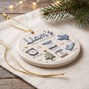 Baby's First Christmas-Personalized Birth Stats Ceramic Ornament Custom Newborn Keepsake Gift