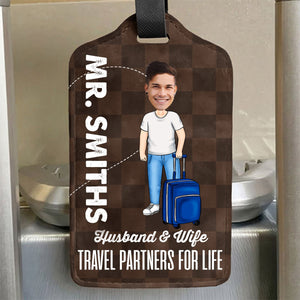 Family - Husband & Wife Travel Partners For Life - Personalized Luggage Tag