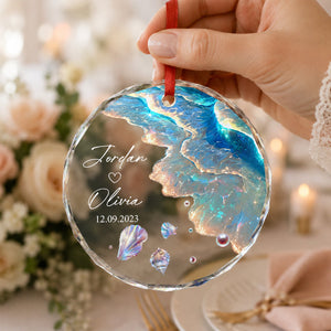 Personalized "Ocean Wave" Glass Ornament β Mermaid Tail Keepsake For Engagement & Wedding Gift
