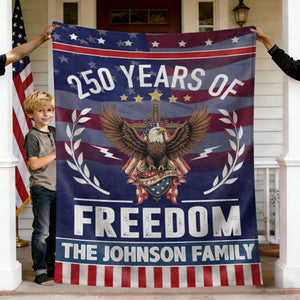 Personalized Family Name America 250th of Freedom With Eagle Blanket
