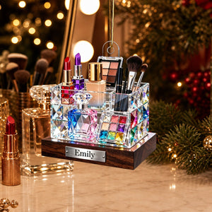 Personalized Stained Glass Cosmetic Display Box Theme Ornament - Gift For Makeup Lovers