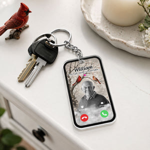 Personalized "The Call I Wish I Could Take" Cardinal Keychain – Memorial Sympathy Keepsake With Photo