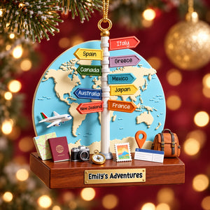 Personalized Travel Destination Map Ornament