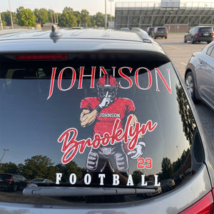 Personalized Name & Number Football Car Decal โ Retro Football Design For Fans