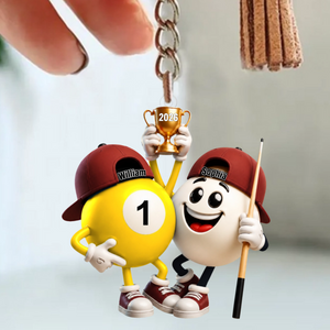 "Billiard Couple" β Personalized Keychain | A Fun Gift For Pool Lovers & Players