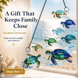 Personalized Sea Turtle Family Suncatcher – Summer Window Decoration