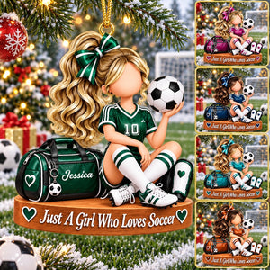 Just a Girl Who Loves Soccer - Personalized Soccer Ornament, Christmas Gift for Soccer Player