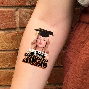 Class Of 2026, Custom Photo And Name Temporary Tattoo,Personalized Fake Tattoo, Graduation Gift
