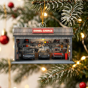 Personalized Auto Garage Acrylic Ornament β Custom Mechanic Gift & Repair Shop Decor