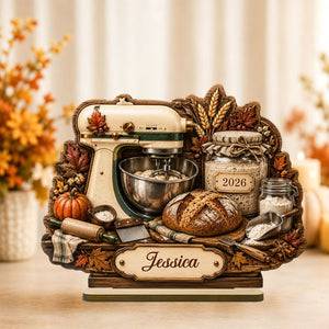 Stand Mixer Sourdough Starter Fall Season Baking Counter Wooden Plaque Gift for Bakers
