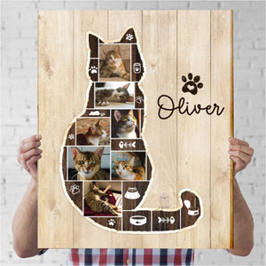 Personalized Cat Photo Collage Canvas, Cat Memorial Gifts, Cat Lover Christmas Gift