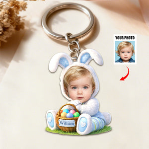 Personalized Easter Bunny Kid Acrylic Keychain - Custom Photo Gifts For Kids