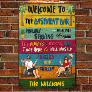Patio Welcome Grilling Proudly Serving Whatever You Bring -Couple Single - Backyard Sign - Personalized Classic Metal Signs