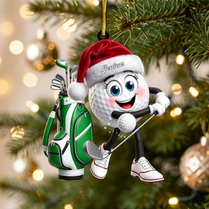 Energetic Swinging Golf Ball Mascot Acrylic Hanging Ornament β Personalized Gift For Golfers