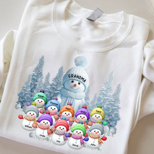 Christmas Blue Vibe Snowman Grandma Mom Colorful Kids Personalized Sweatshirt
