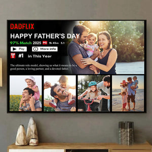 Dadflix Personalized Movie Landscape Canvas Poster, Father's Day Gift for Dad Movie Poster