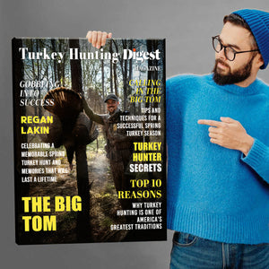 Turkey Hunting Digest Personalized Canvas, Custom Photo Turkey Hunter Magazine Cover