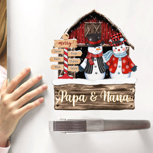 Personalized Red Barn Christmas Family Grandma Grandpa Snowman Sign Decal