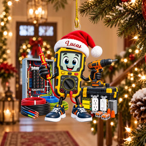 Personalized Electrician Christmas Ornament β Custom Name Keepsake | Gift for Electricians & Electrical Apprentices