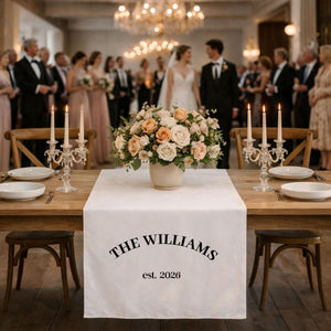 Personalized Family Name Wedding Table Runner, Custom Last Name Sign Banner, Sweetheart Table Decor, Anniversary Gift Idea