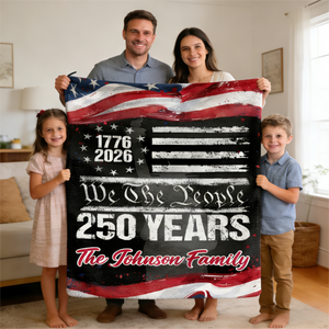 250 Years America 250th Birthday 1776-2026 Personalized Blanket Gift for Family