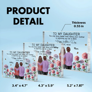 To My Daughter From Mom Happy Mother's Day Birth Flower Personalized Acrylic Block Plaque