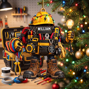 Personalized Electrician Tool Bag Christmas Ornament, Custom Tool Kit Ornament, Gift For Electrician