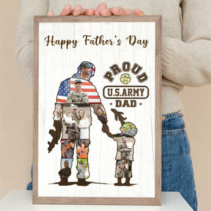 Personalized Army Dad and Son Canvas, Army Soldier Photo Collage Canvas