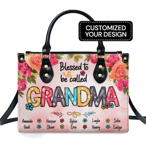 Blessed Nana - Personalized Leather Handbag Gift For Mom And Grandma