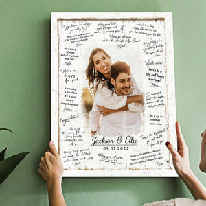Personalized Wedding Guest Book Canvas Poster, Watercolor Portrait From Photo, Custom Painting Portrait