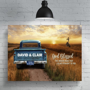 Personalized Vintage Truck Farmhouse Canvas Gift for family,couple
