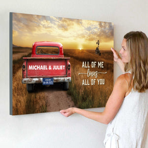 Personalized Vintage Truck Farmhouse Canvas Gift for family,couple