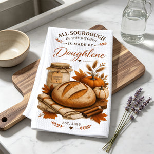 Custom Sourdough Starter Kitchen Towel – Fall Baking Design | Personalized Gift For Bakers