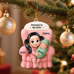 Big Brother, Big Sister And Baby Personalized Christmas Ornament, Baby Announcement Gift