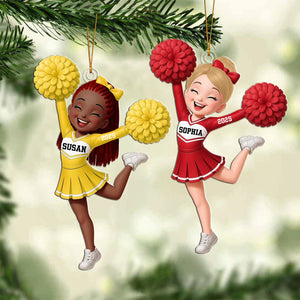 Personalized Cheerleader Girl Acrylic Ornament, Christmas Gift for Daughter, for Granddaughter