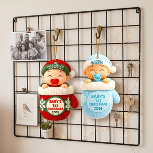 Baby In Glove β Baby's 1st Christmas Personalized Ornament