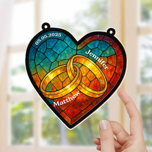 Celebrate Your Special Bond With Interlocked Rings Suncatcher, Personalized Custom Suncatcher