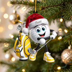 Energetic Swinging Golf Ball Mascot Acrylic Hanging Ornament β Personalized Gift For Golfers
