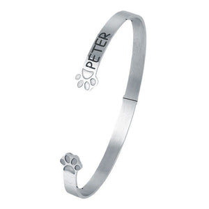Personalized Pet Name Paw Bracelet - Sympathy Gift For Pet lover