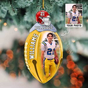 Football Bell Christmas Ornaments - Personalized Custom Photo Football Acrylic Ornaments