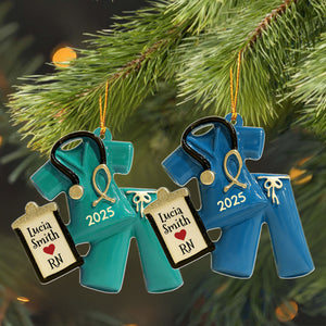 Celebrate Your Favorite Nurse With Scrubs And Badge Ornament, Personalized Acrylic Ornament, Gift For Nurses And Medical Professionals