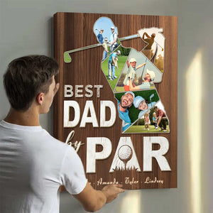 Personalized Dad Golf Gift Father's Day Photo Collage Canvas Poster