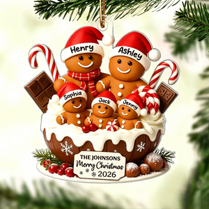 Personalized Gingerbread Family Acrylic Ornament – Warm Holiday Decor For Family