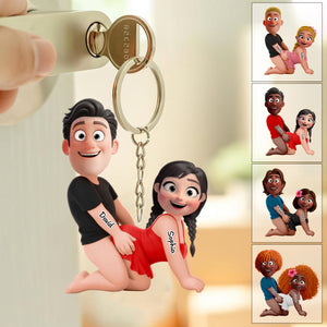 Naughty Personalized Couple Acrylic Keychain - Gifts For Couple