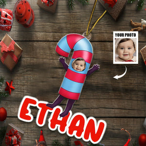 Custom Photo Christmas Cosplay Grandkids - Personalized Cutout Acrylic Ornament