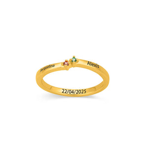 Family Birthstone Personalized 1-8 Names Engraving Ring, Mothers Ring
