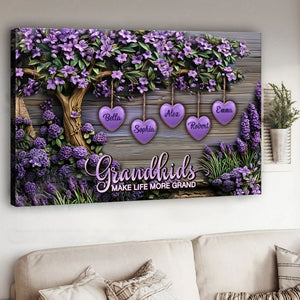 Personalized Grandma Canvas Poster - Celebrate Family Love! 'Grandkids Make Life Grand'